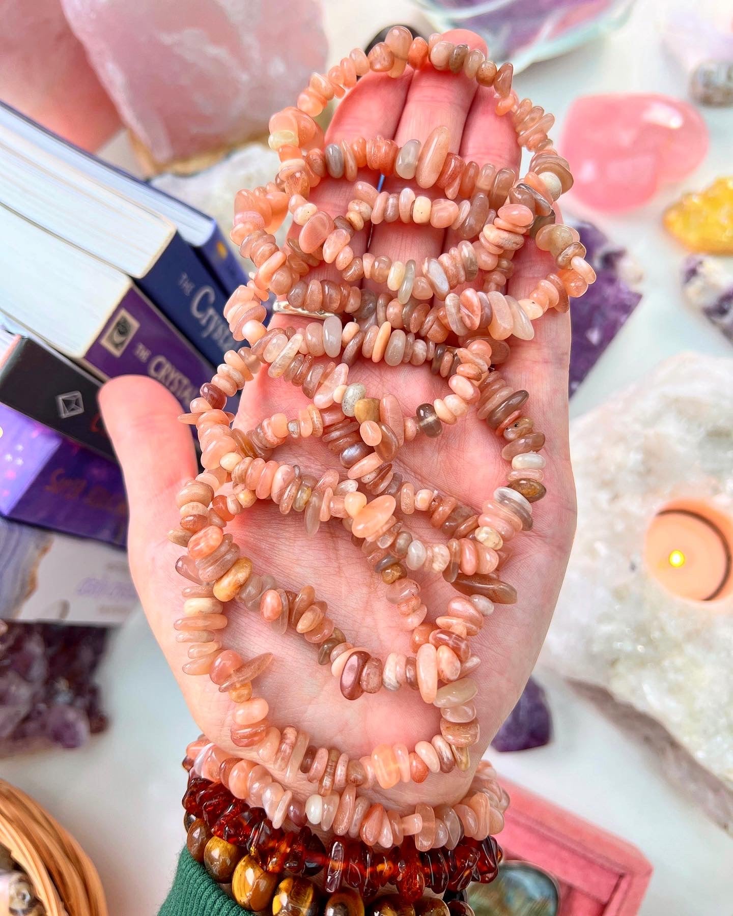Peach Moonstone Jellybean Bracelet