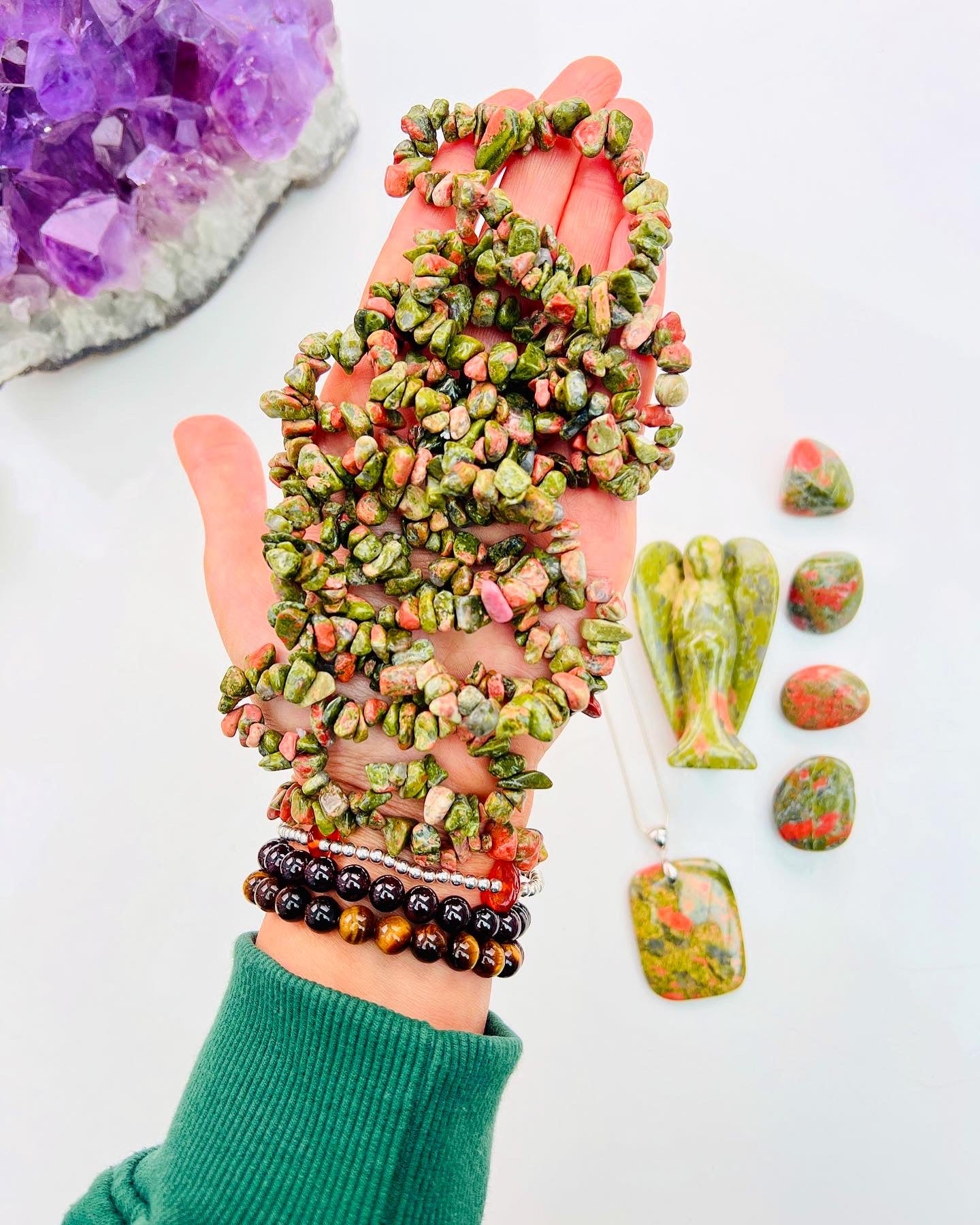 Unakite Chip Bracelets