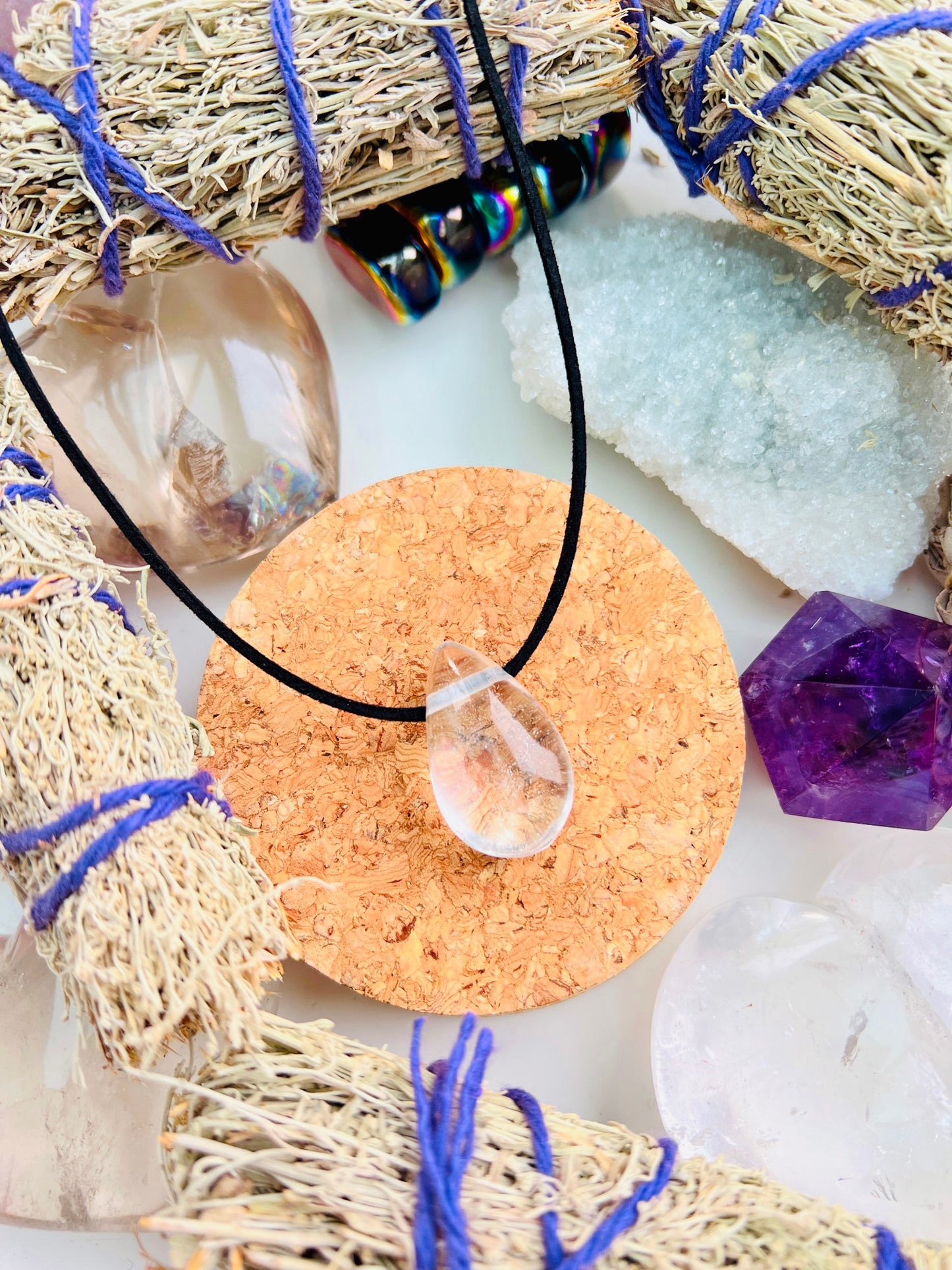 Quartz Boho Tear Pendant