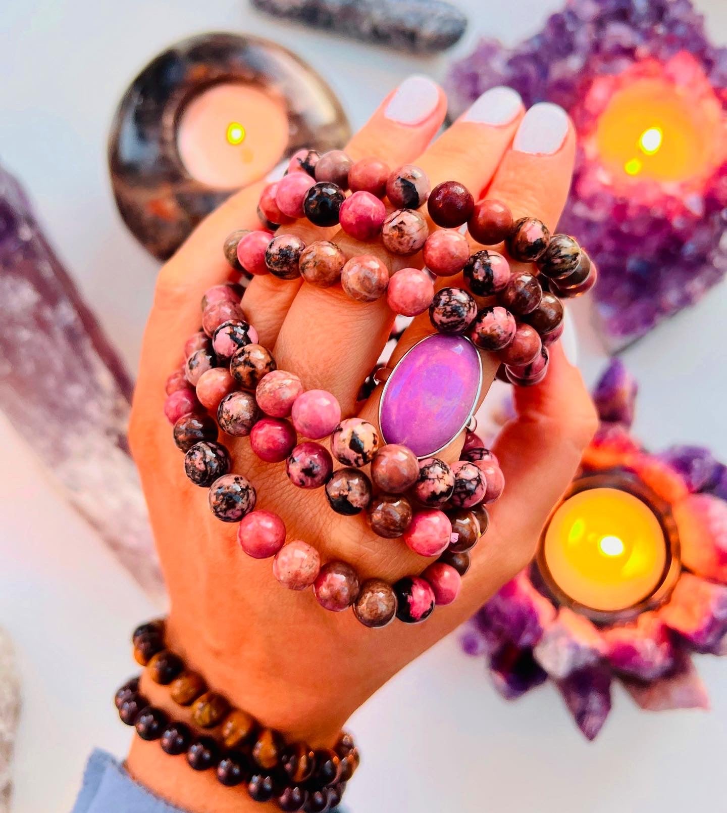Rhodonite Power Bead Bracelets