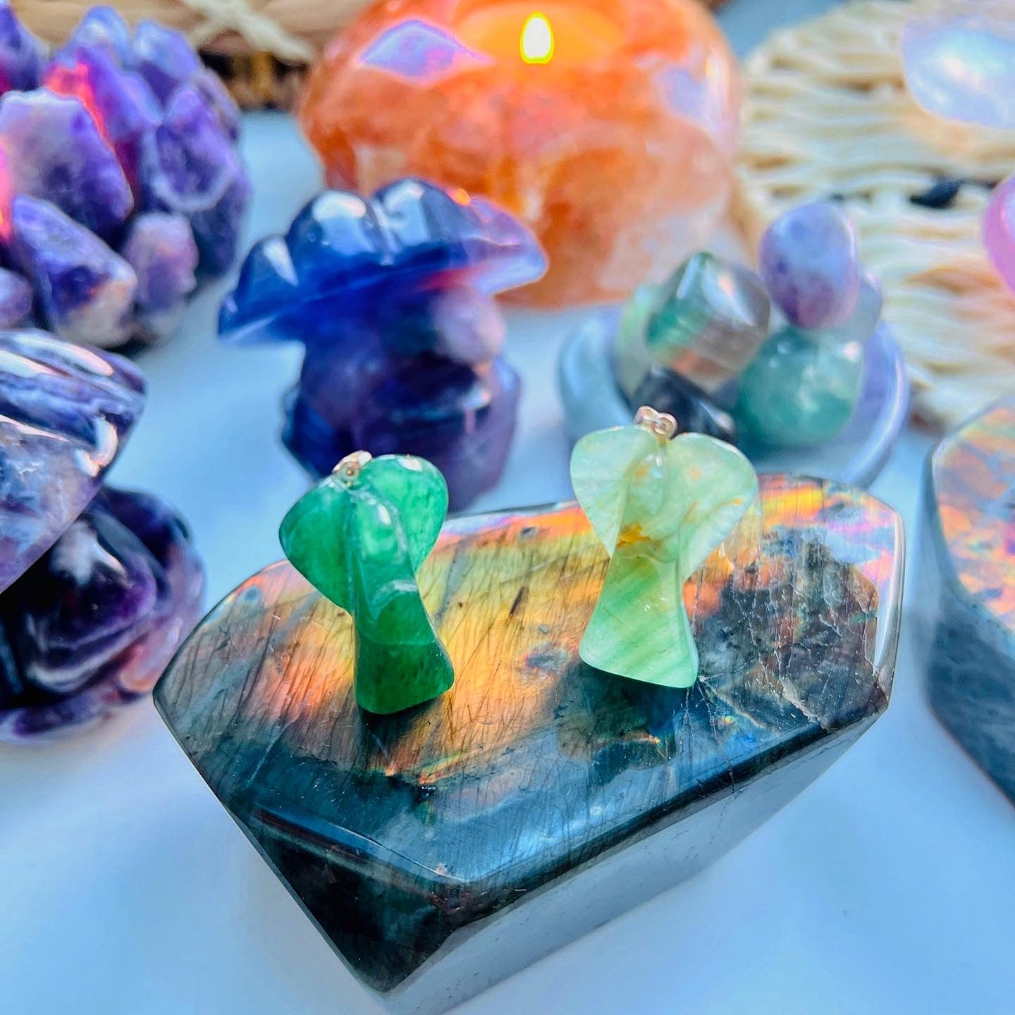 Green Aventurine Angel Pendants