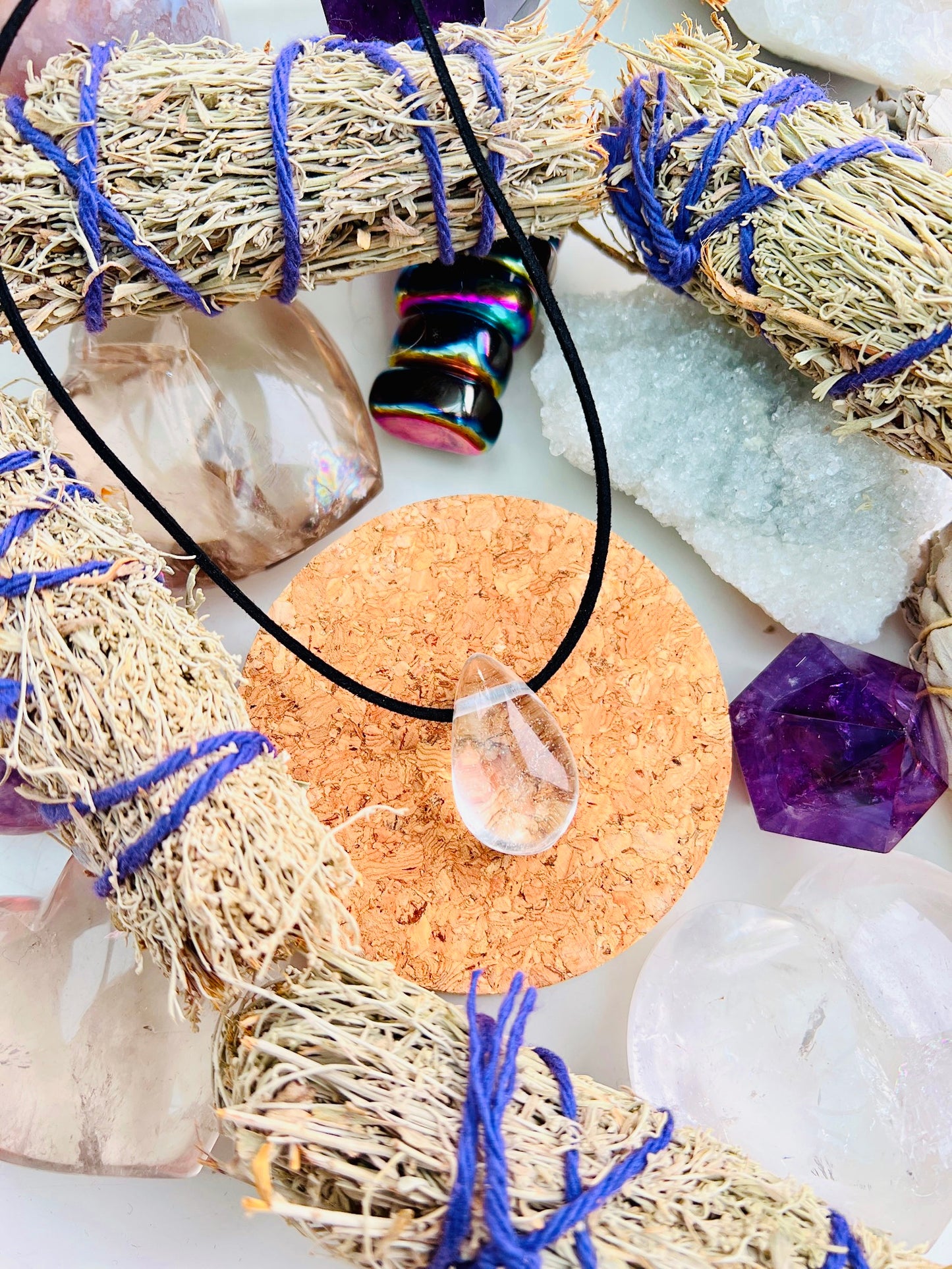 Quartz Boho Tear Pendant