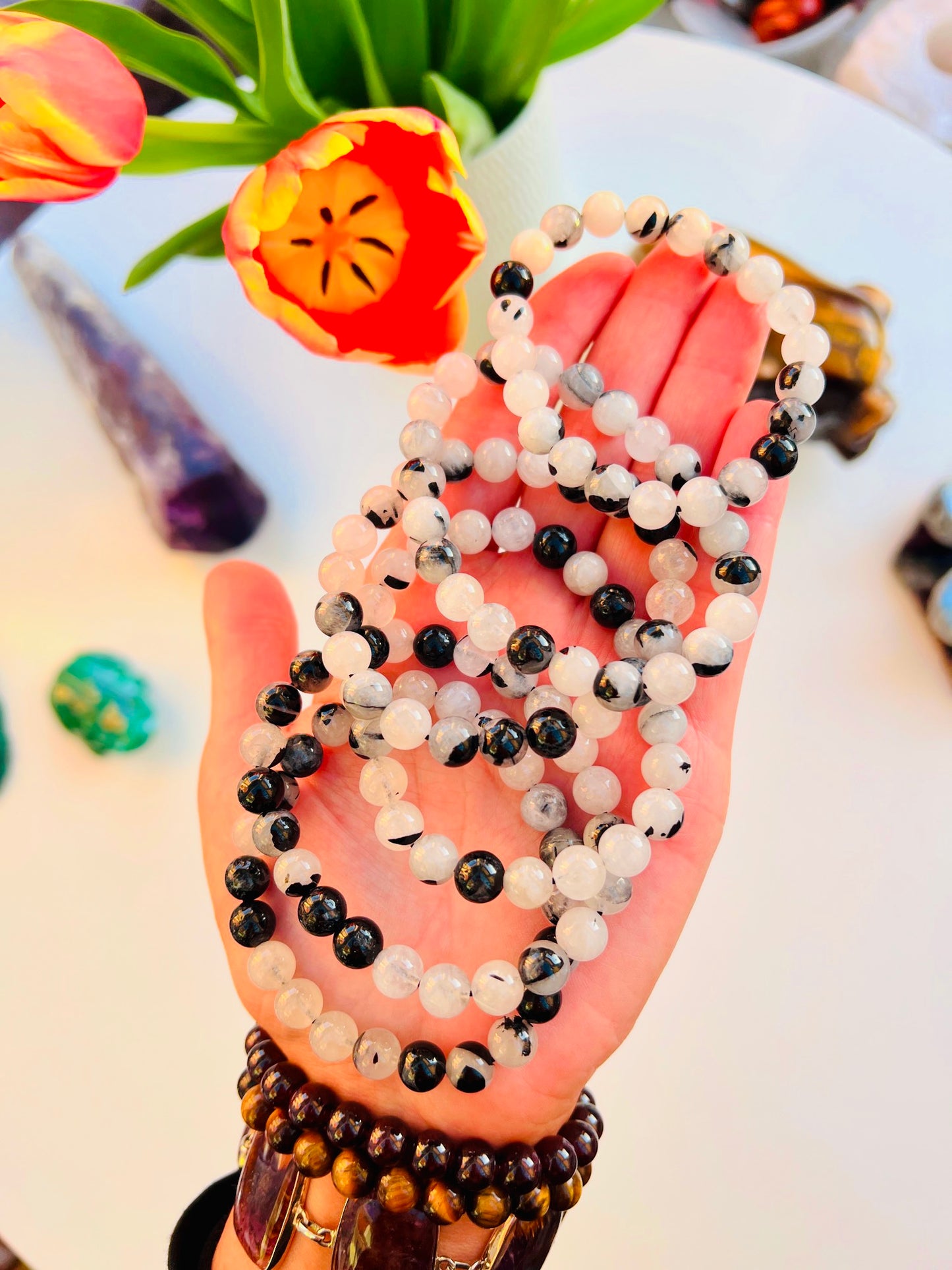Tourmalated Quartz Power Bead Bracelets