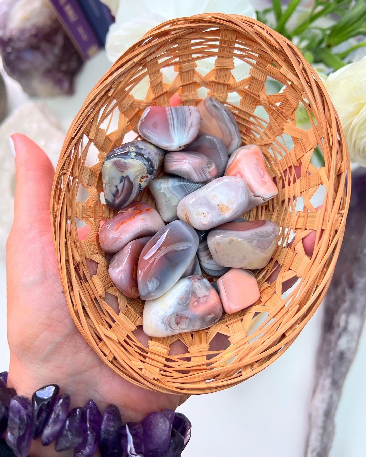 Grey & Pink Botswana Agate ð