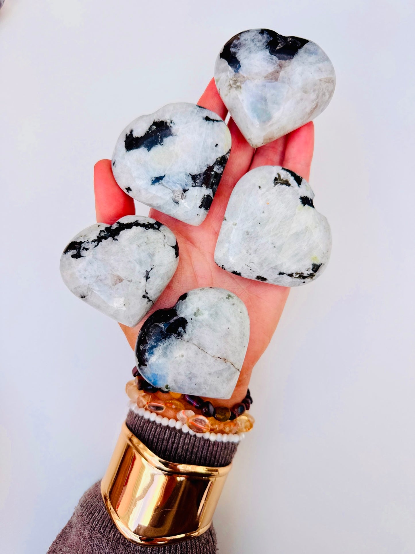Rainbow Moonstone Luxury Hearts 🤍🌈🌝