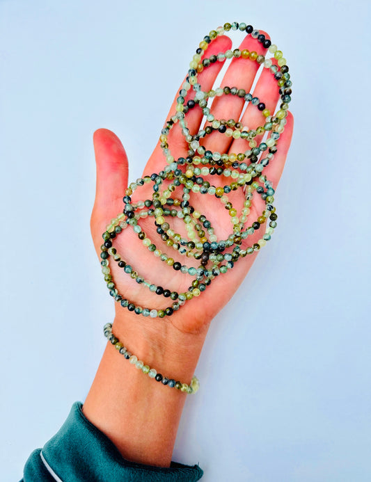 Prehnite with Epidote Bracelet 🍀💚🖤