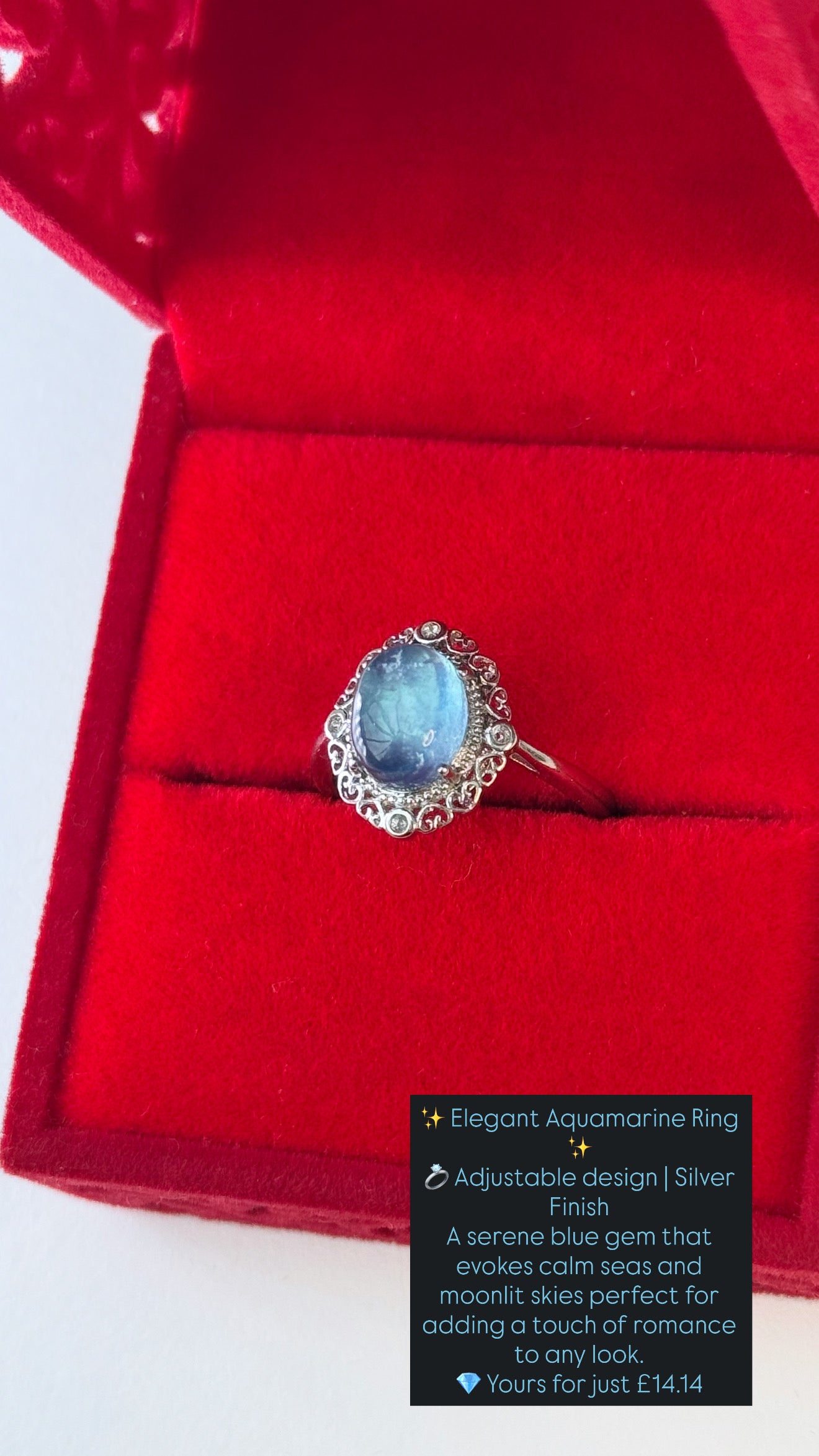 Elegant Aquamarine Ring 💎🌊