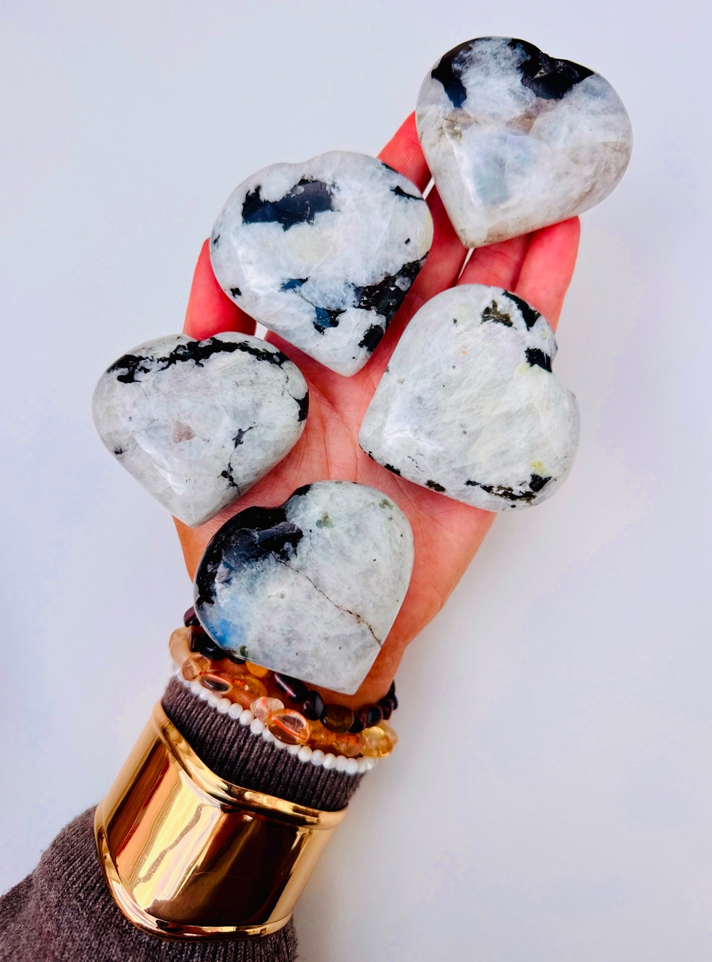 Rainbow Moonstone Luxury Hearts 🤍🌈🌝