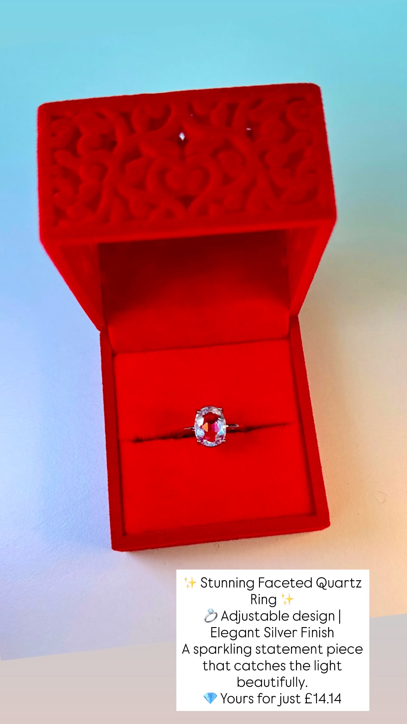 Quartz Faceted Crystal Ring 💍💎