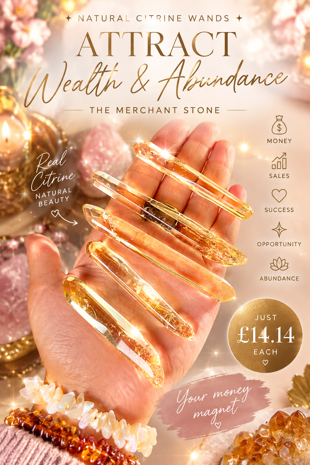 Natural Citrine Wands
