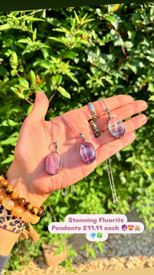Rainbow Fluorite Crystal Pendant 🌈