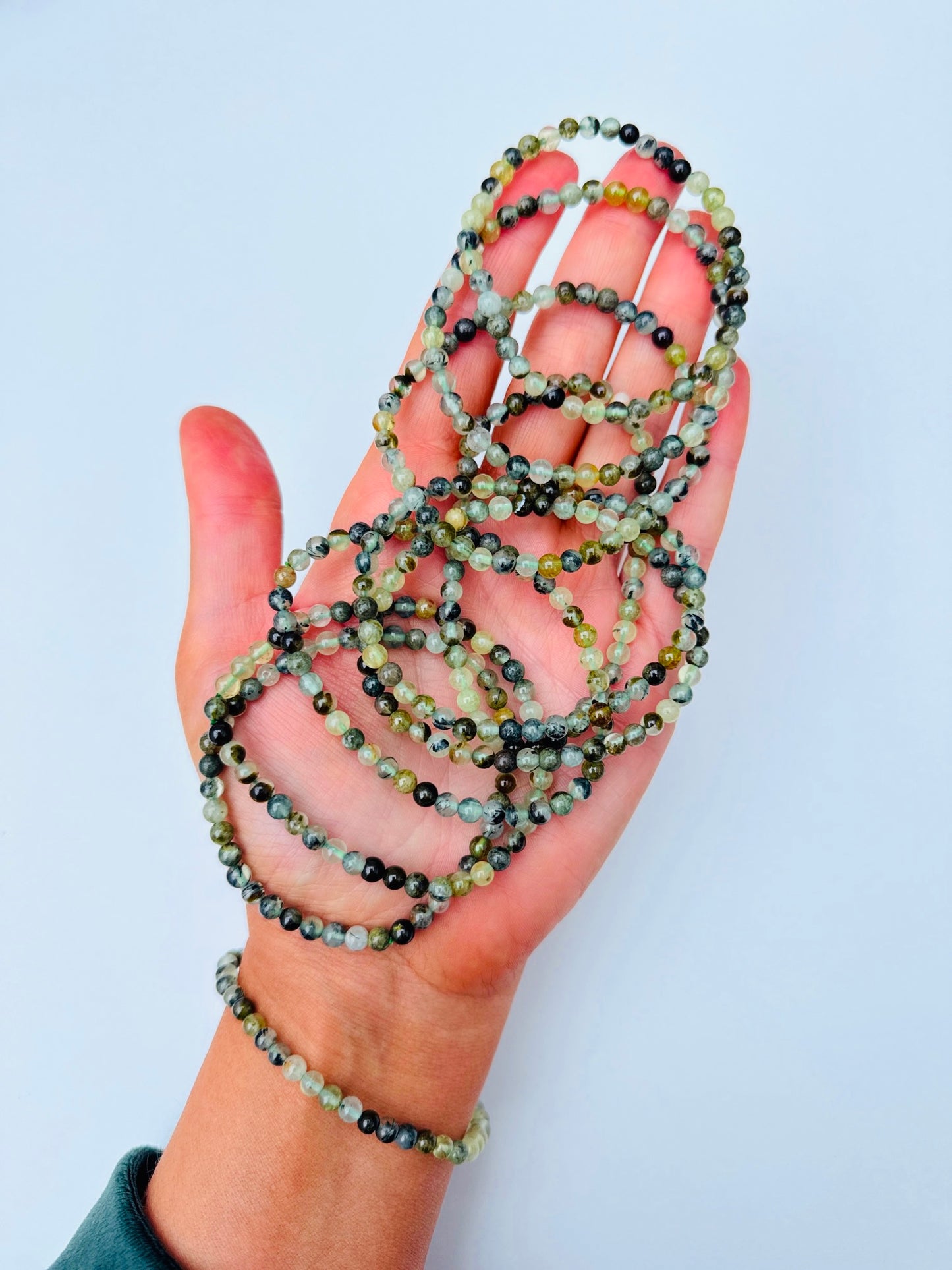 Prehnite with Epidote Bracelet 🍀💚🖤