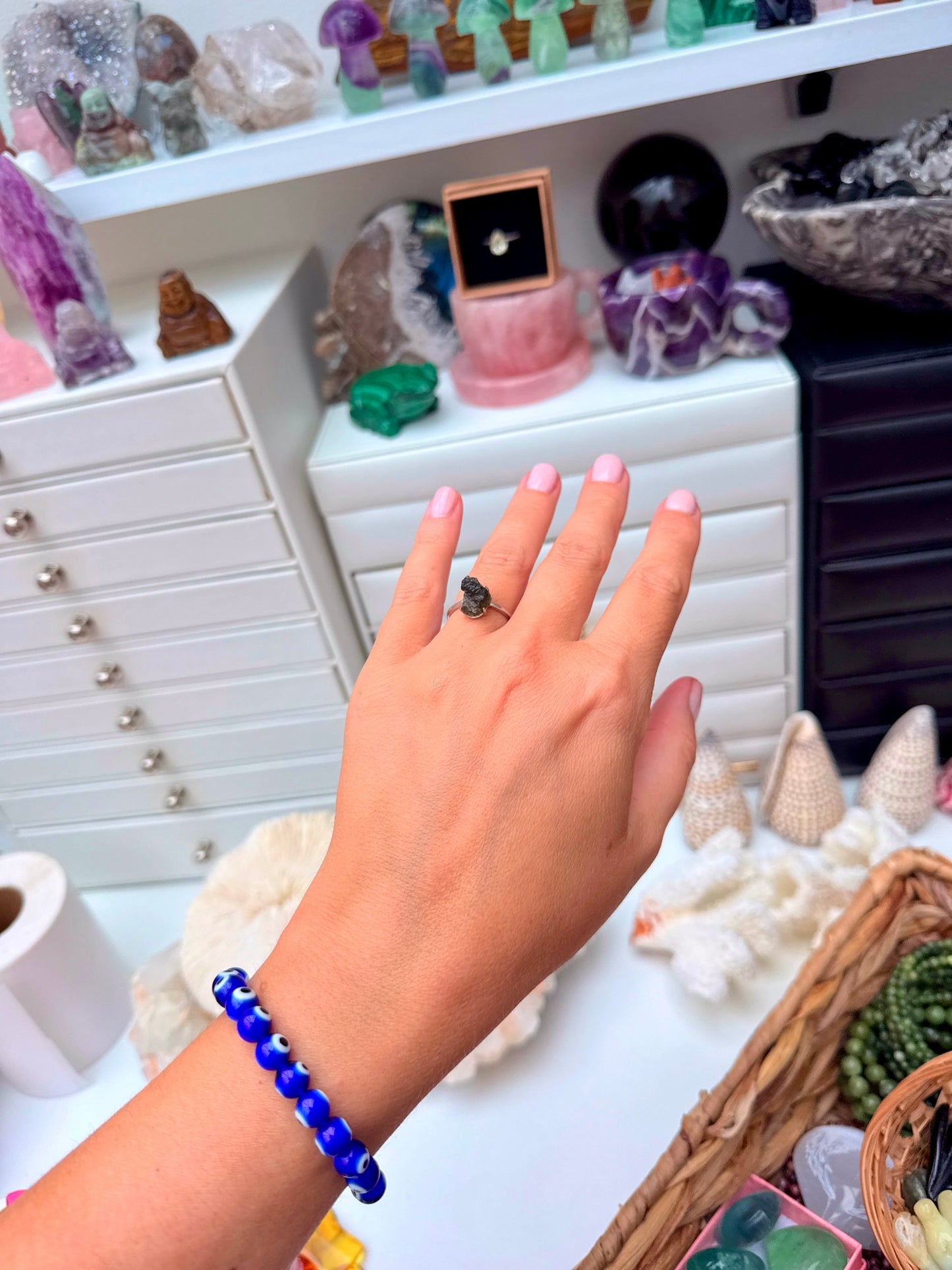 Moldavite Ring – Natural Silver 925 (Adjustable) 🌌💍