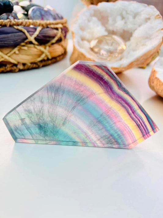 Rainbow Fluorite Crystal Slice