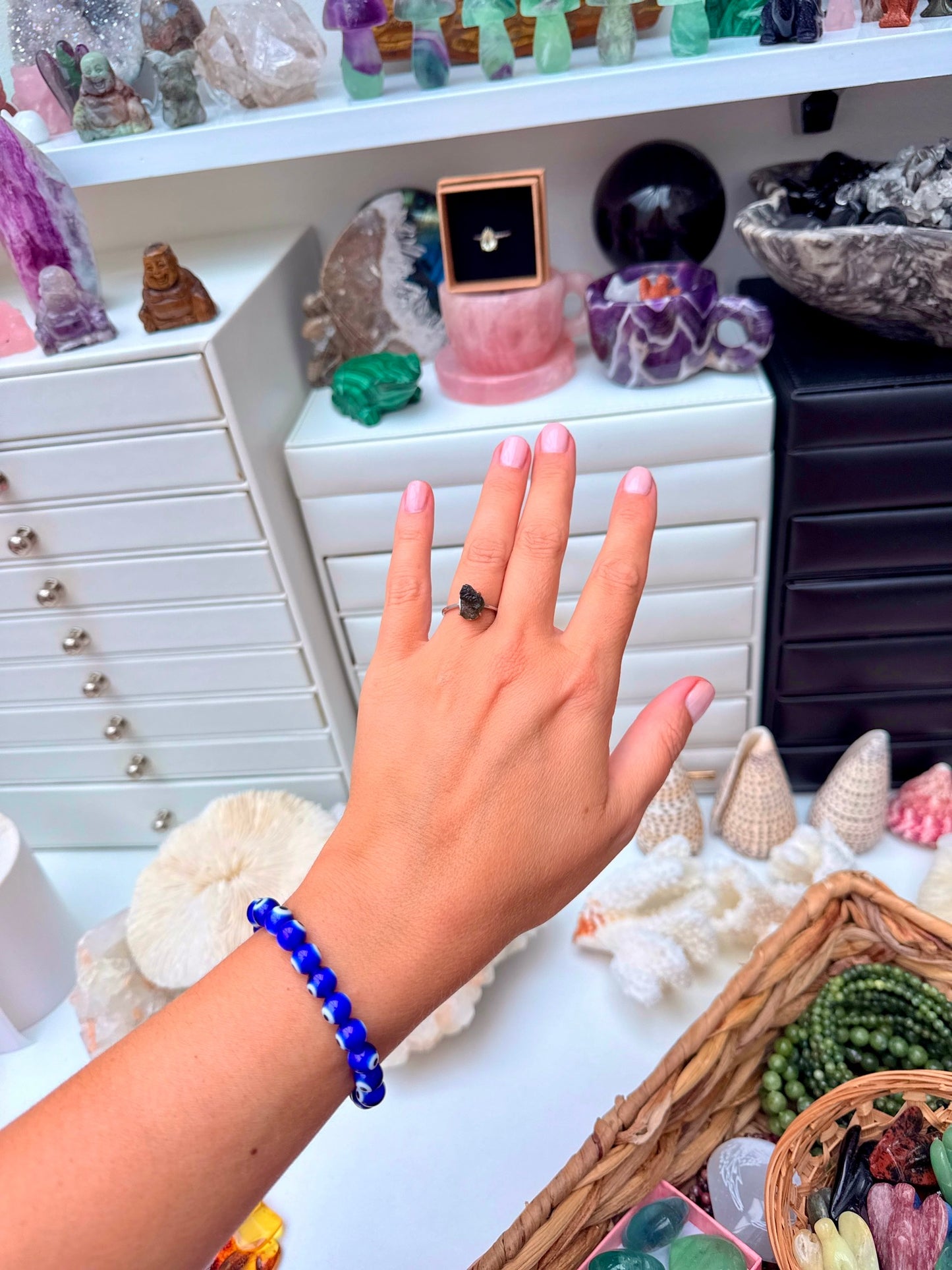 Moldavite Ring – Natural Silver 925 (Adjustable) 🌌💍