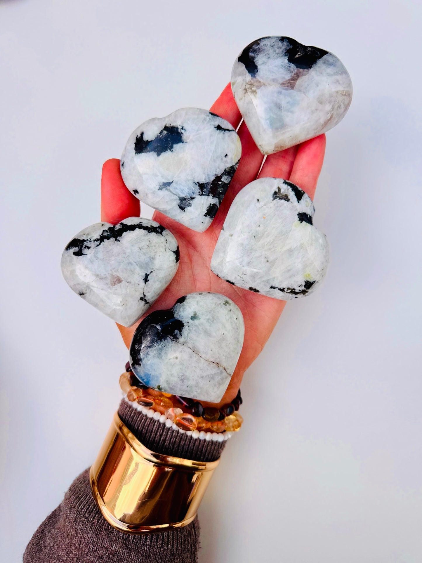 Rainbow Moonstone Luxury Hearts 🤍🌈🌝