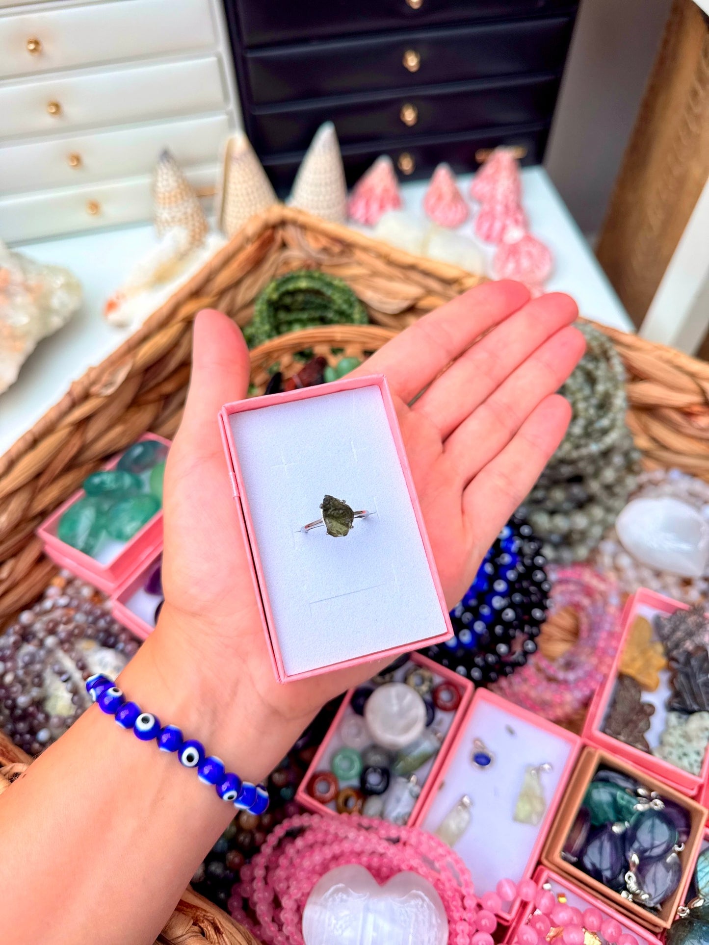 Moldavite Ring – Natural Silver 925 (Adjustable) 🌌💍