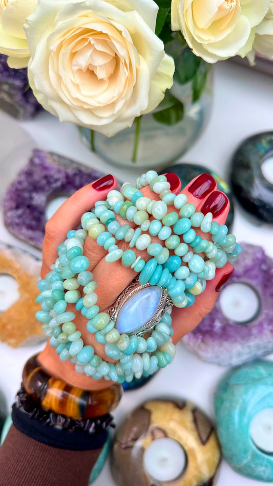 Amazonite Crystal Jellybean Bracelets