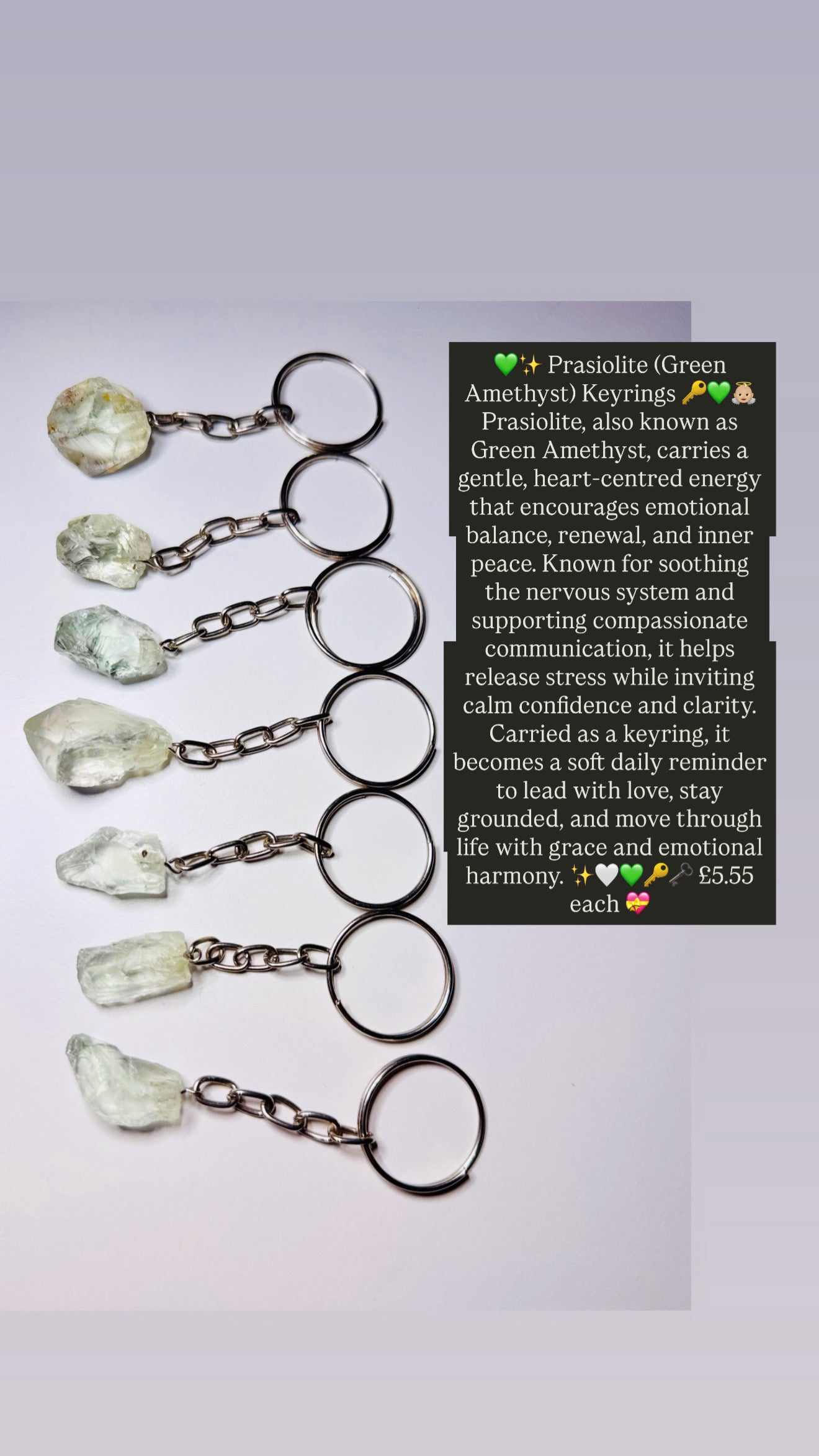 Prasiolite (Green Amethyst) Keyrings 🔑💚