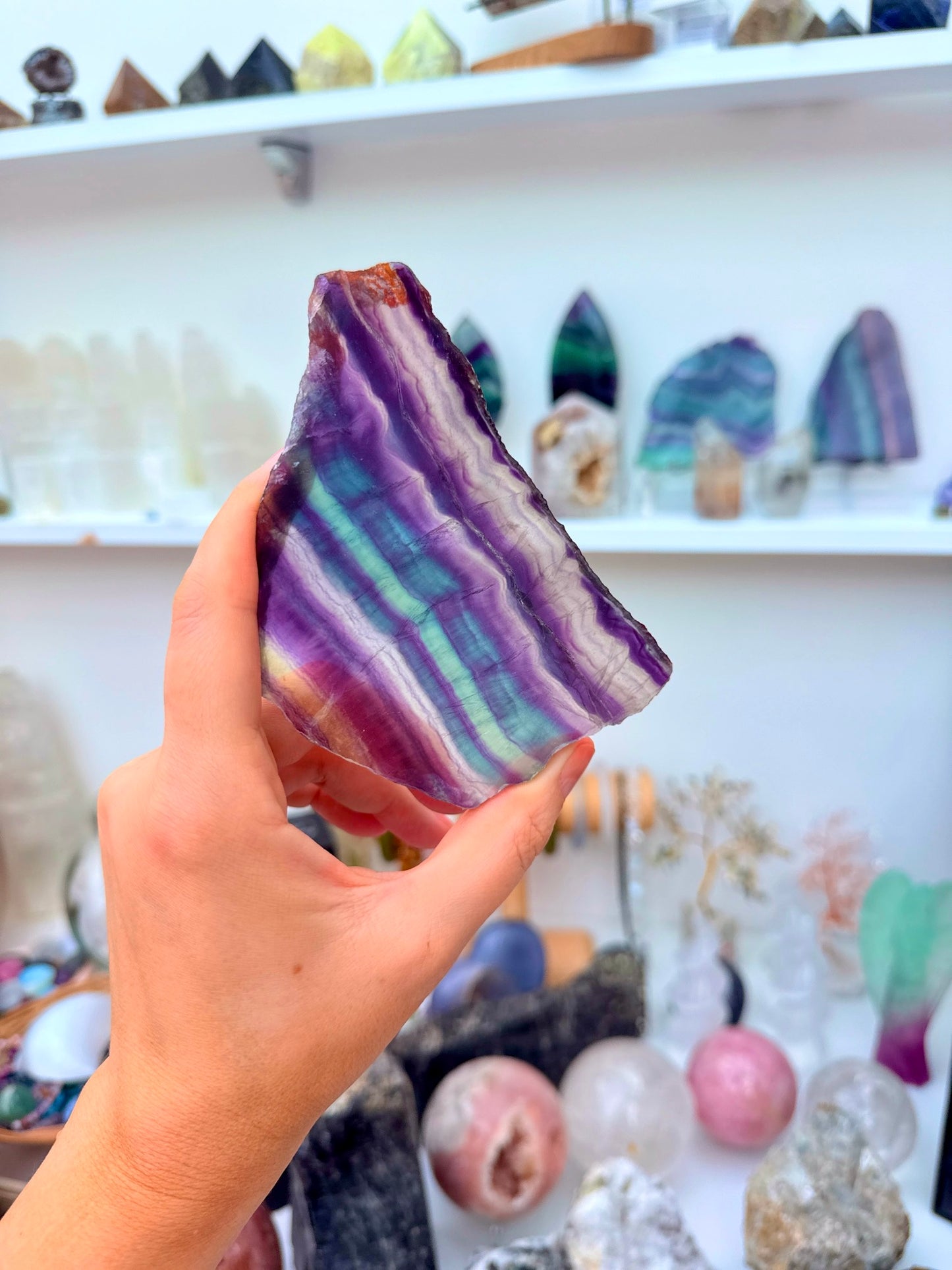 Rainbow Fluorite Crystal Slices