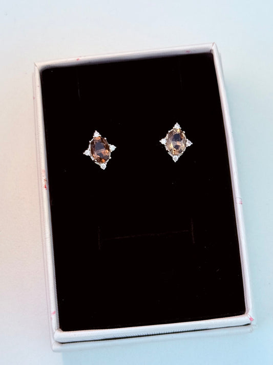 Smokey Quartz Faceted Studs ~ Silver 925 💎🤎