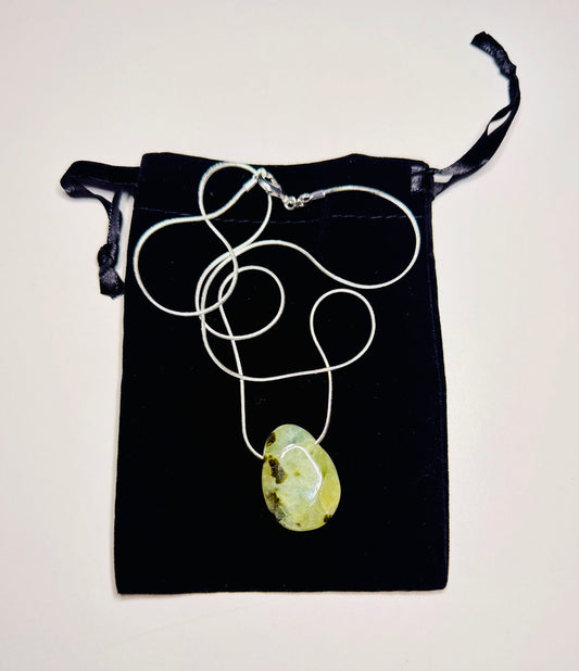 Prenhite with Epidote Crystal Pendant on Silver 925 💝