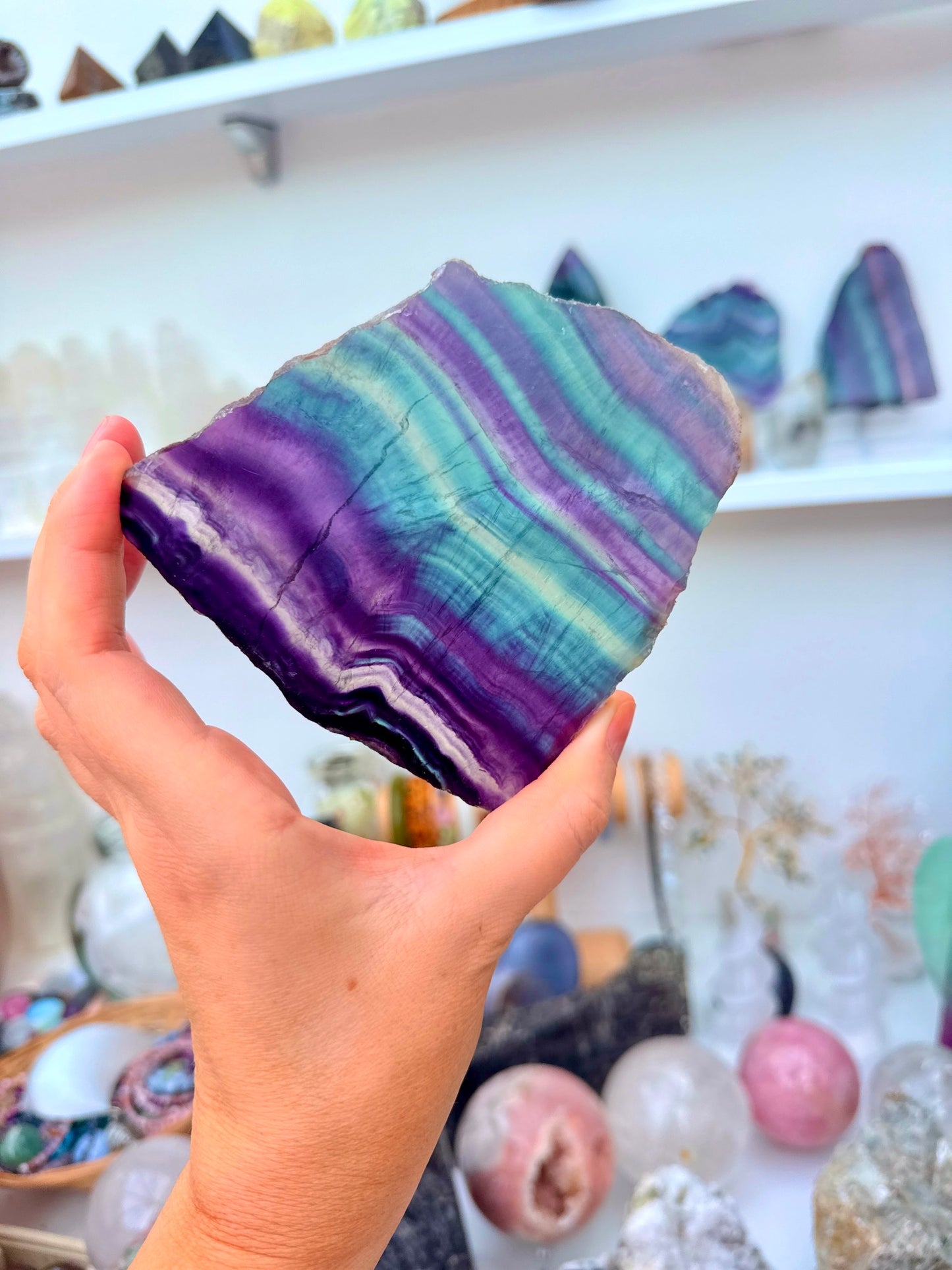 Rainbow Fluorite Crystal Slices