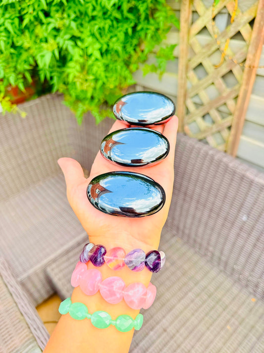 Large Hematite Puff Palm Stones 🖤