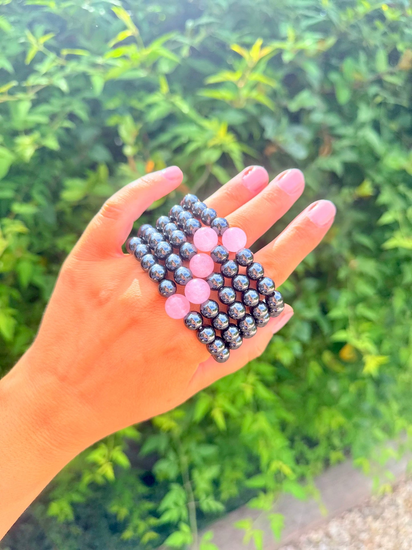 Magnetic Hematite with Rose Quartz 🌹 Bracelets 💕