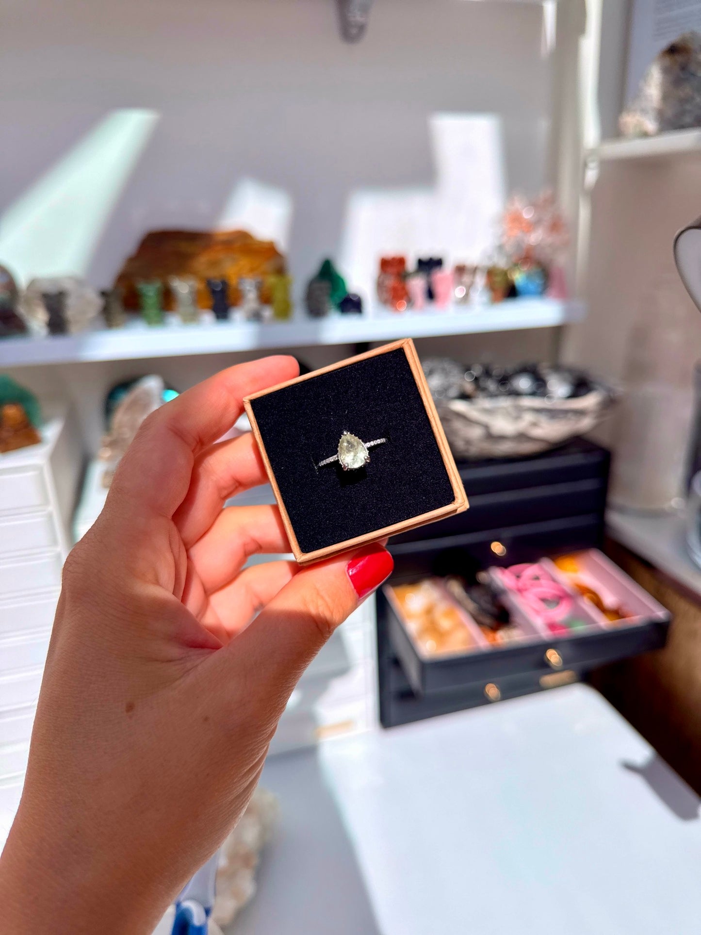 Libyan Desert Glass Faceted Ring of Dreams 💍 Adjustable Silver 925 💍