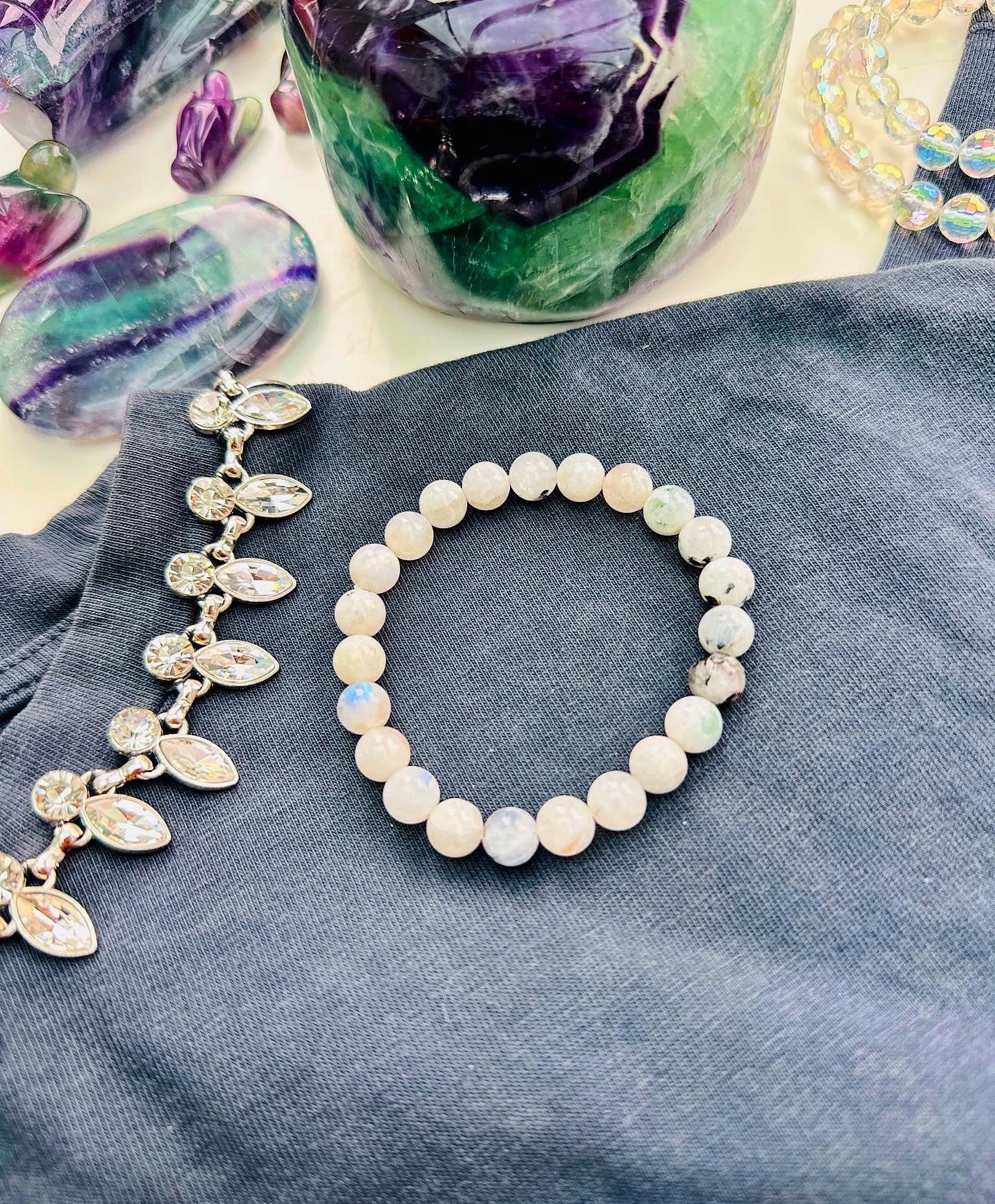 Rainbow Moonstone Powerbead Bracelets 🌈🌚🌙📿