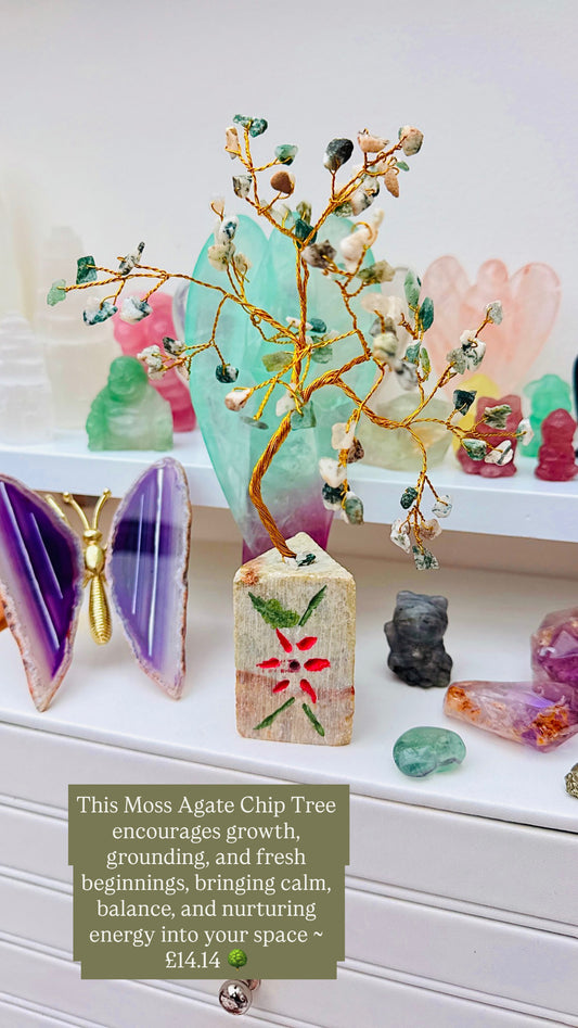 Moss Agate Crystal Chip Tree 🌳