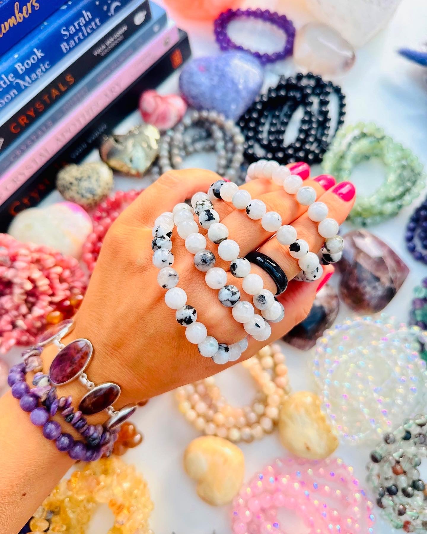 Rainbow Moonstone Powerbead Bracelets 🌈🌚🌙📿