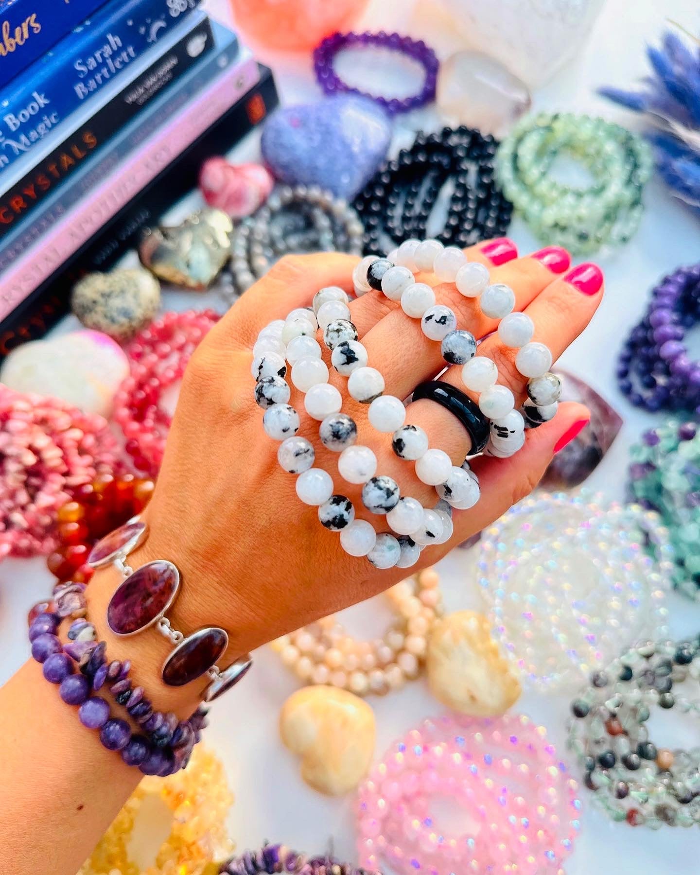 Rainbow Moonstone Powerbead Bracelets 🌈🌚🌙📿