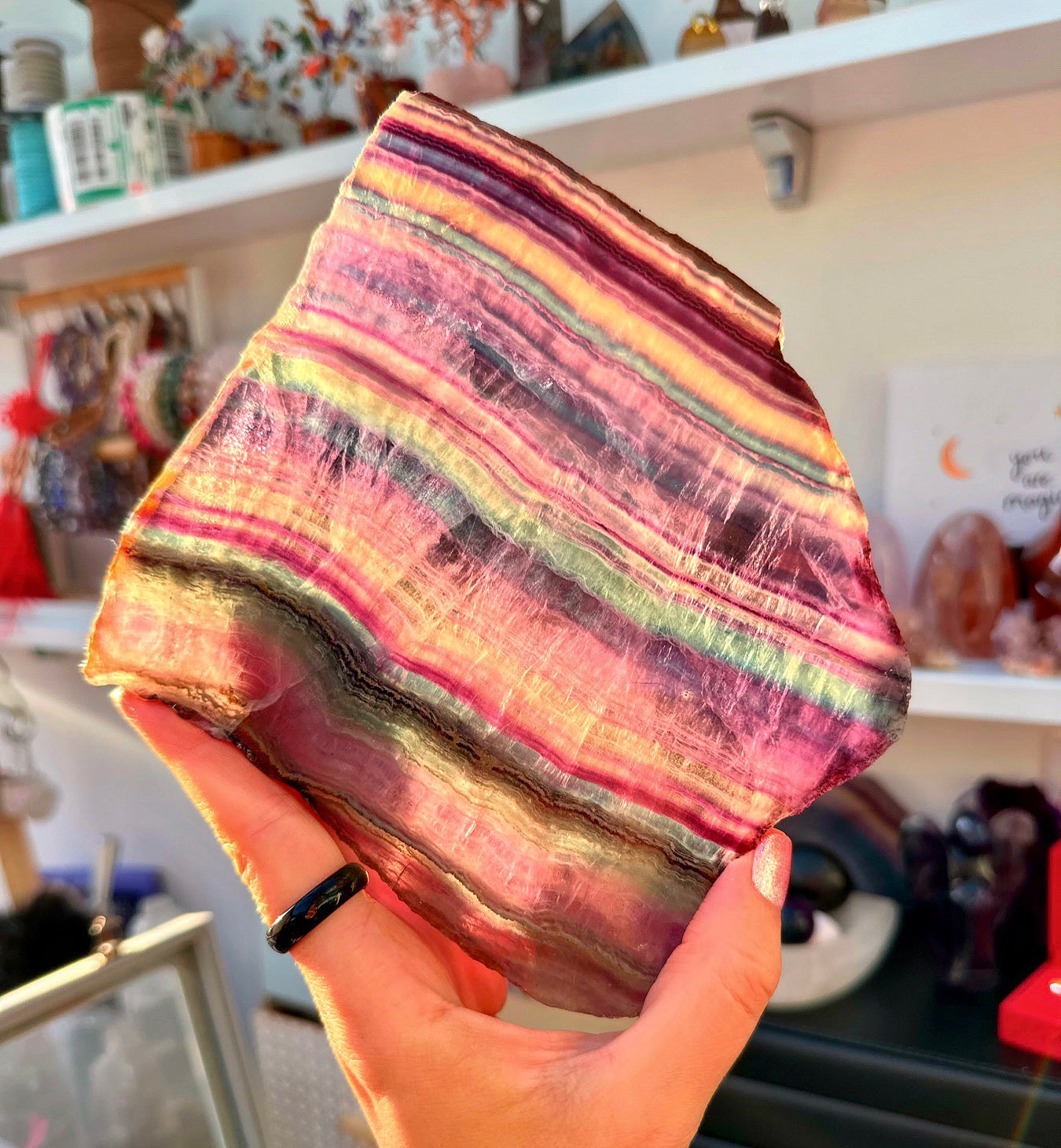 Rainbow Fluorite Crystal Slices