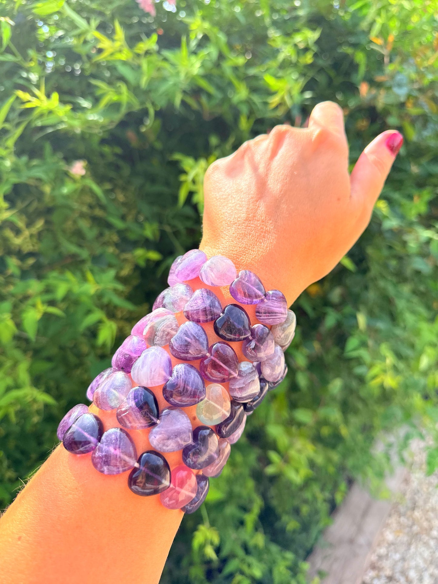 Divine Fluorite Heart Bracelets 🩷💜💚