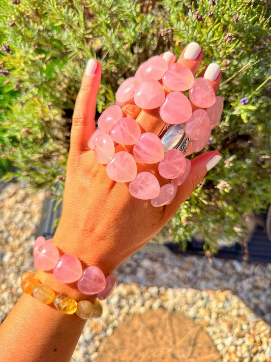 Rose Quartz Love Heart Bracelet 🩷💕💝