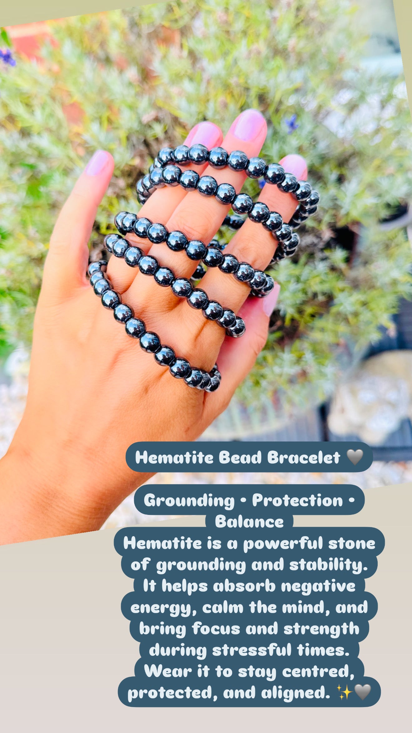 Hematite Bead Bracelet 🩶