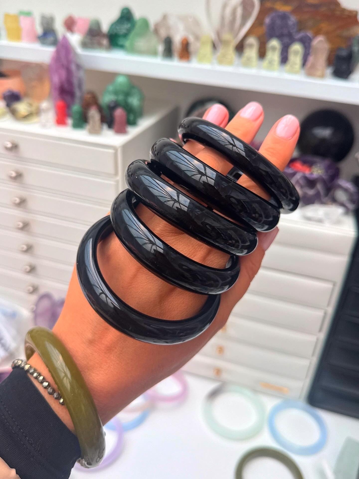 Black Obsidian Bangles 🖤