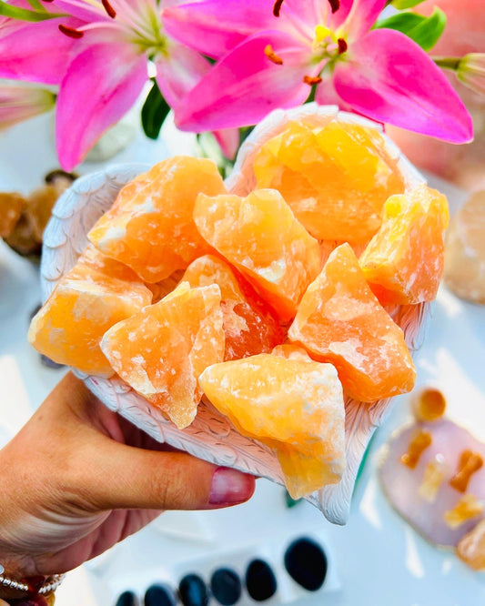 Orange Calcite Natural Crystals