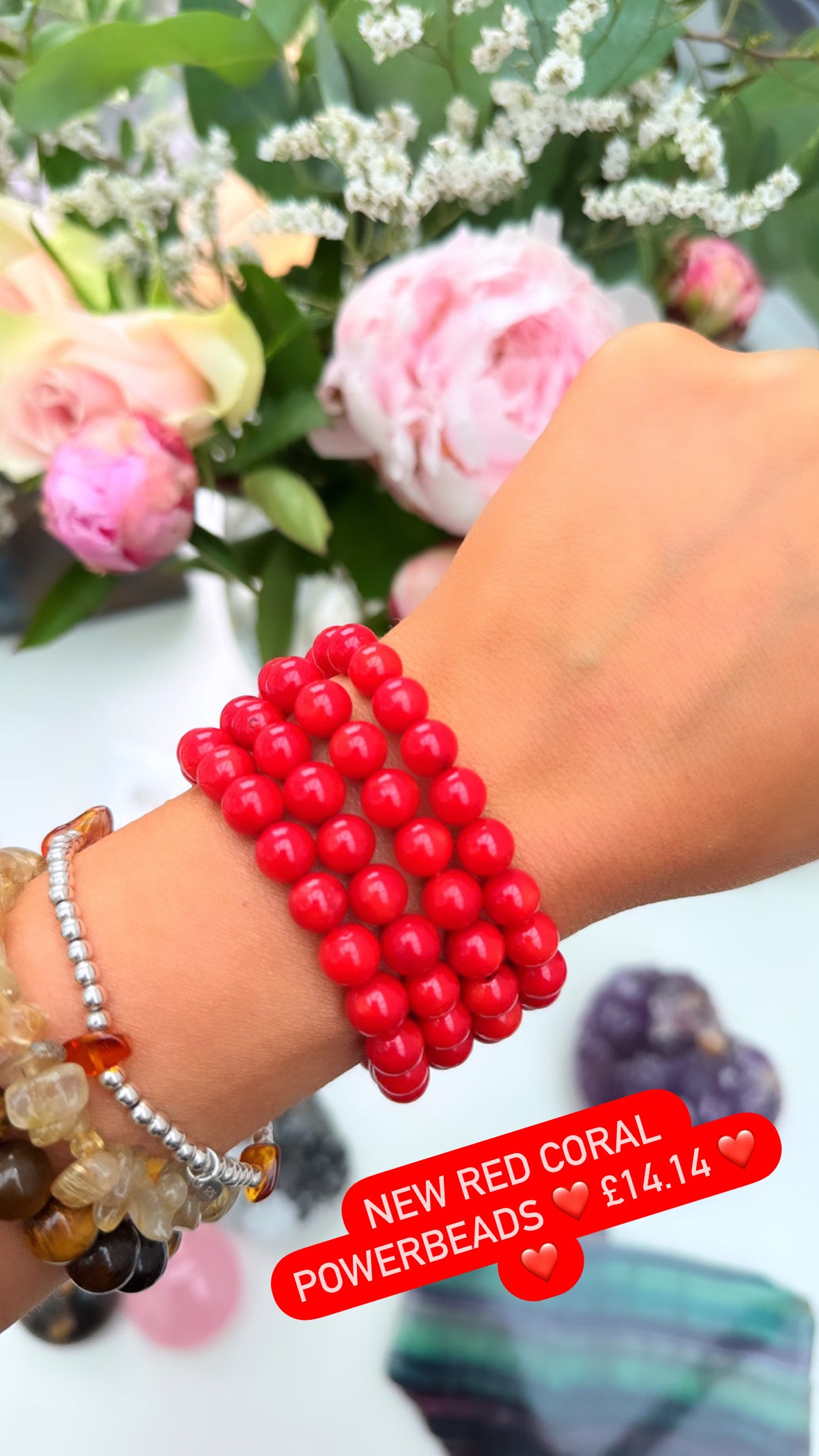 Red Bamboo Coral Powerbeads ❤️