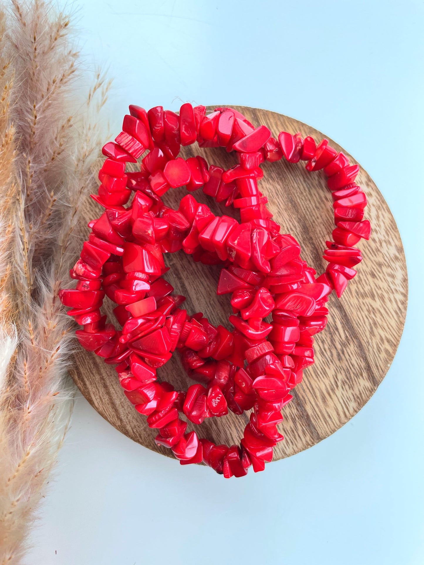 Red Coral Bamboo Crystal Bracelets 📿❤️❤️❤️