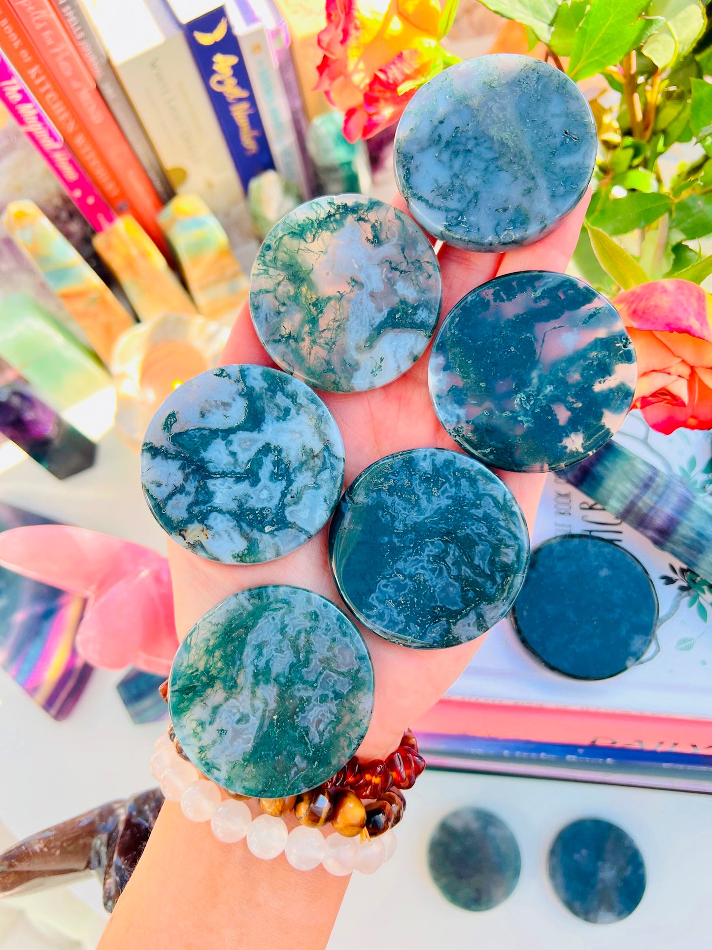 Giant Moss Agate Discs