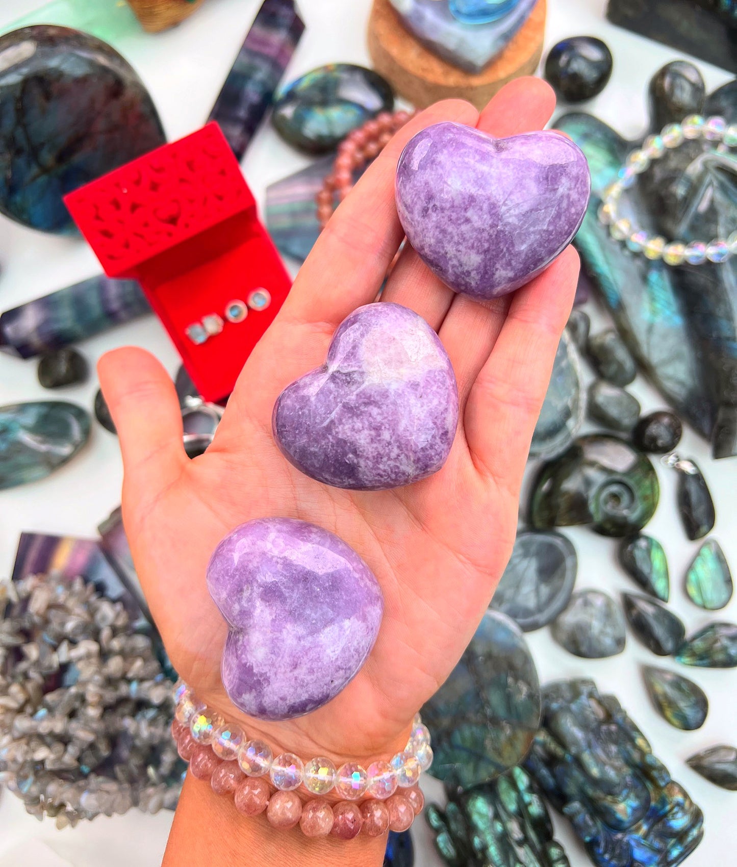 Lepidolite Hearts