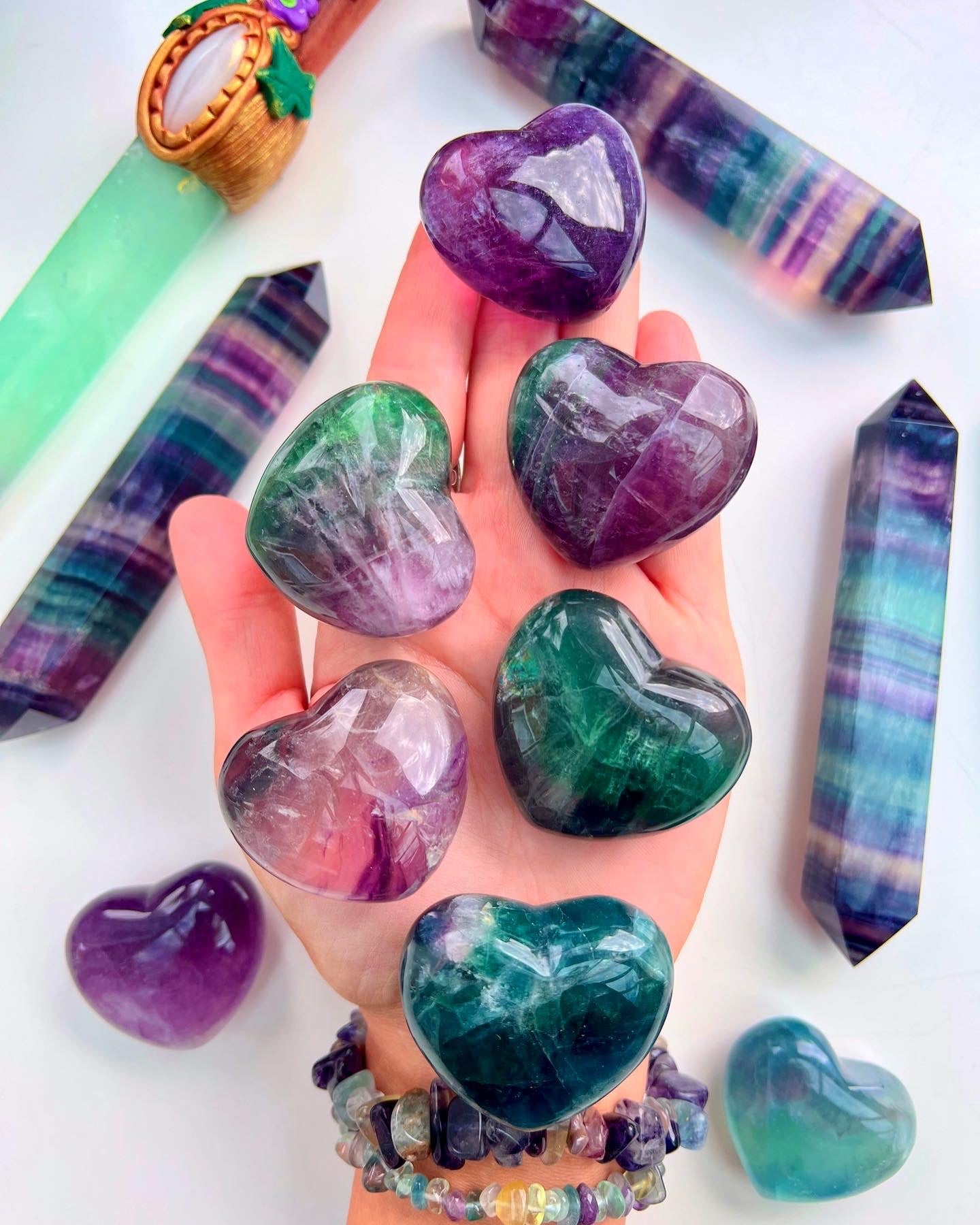 Rainbow Fluorite Hearts 💞