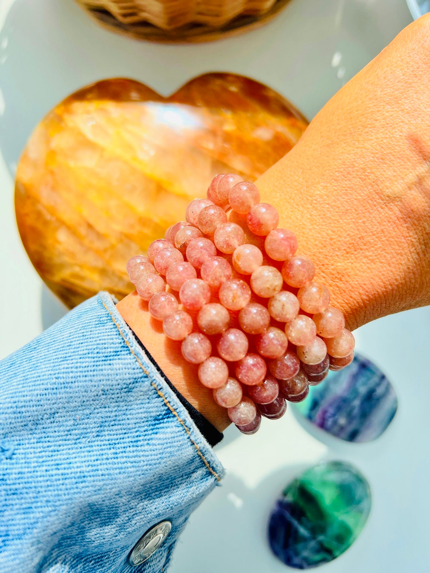Strawberry Quartz Bead Bracelets