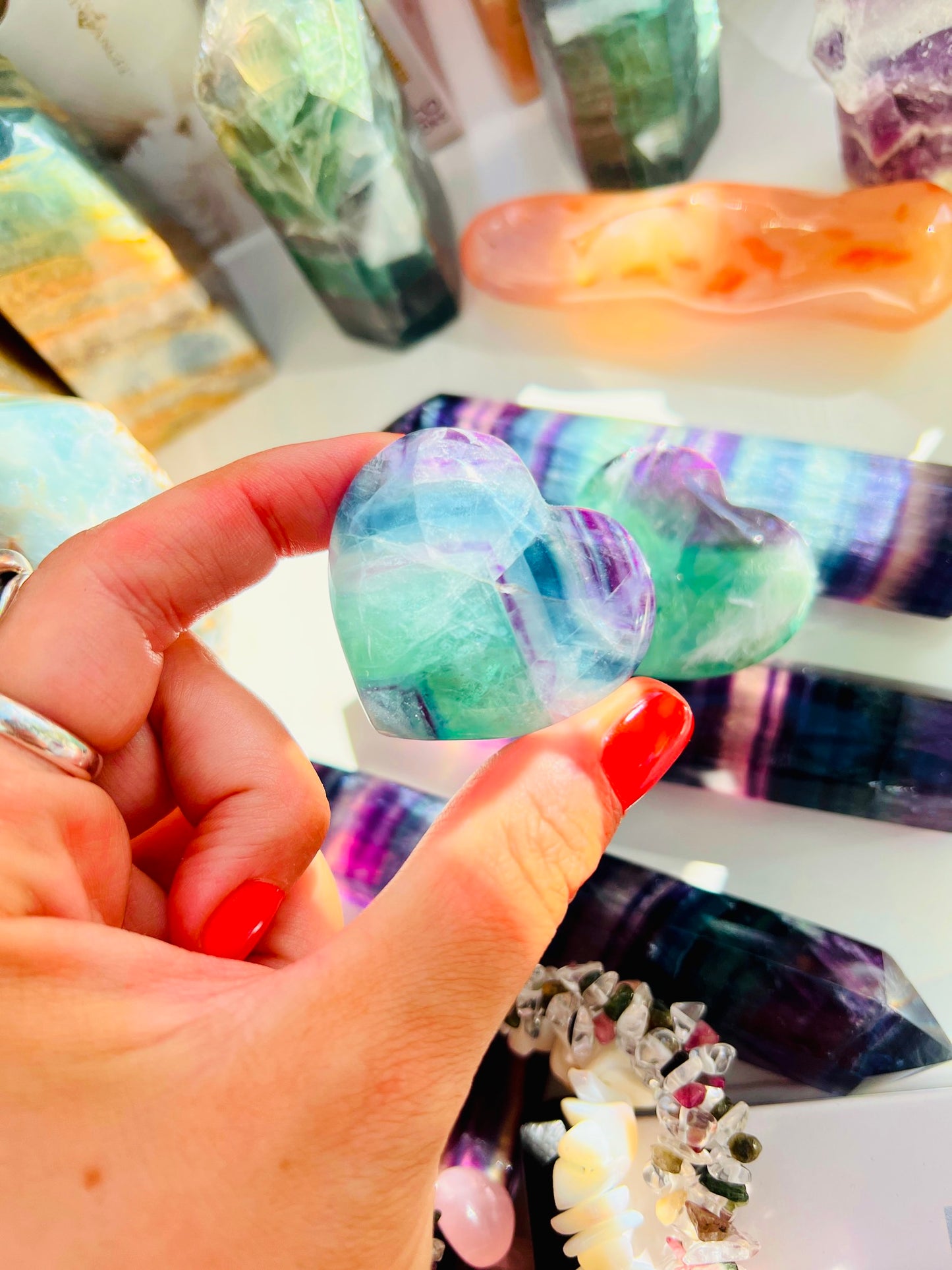Rainbow Fluorite Hearts 💞